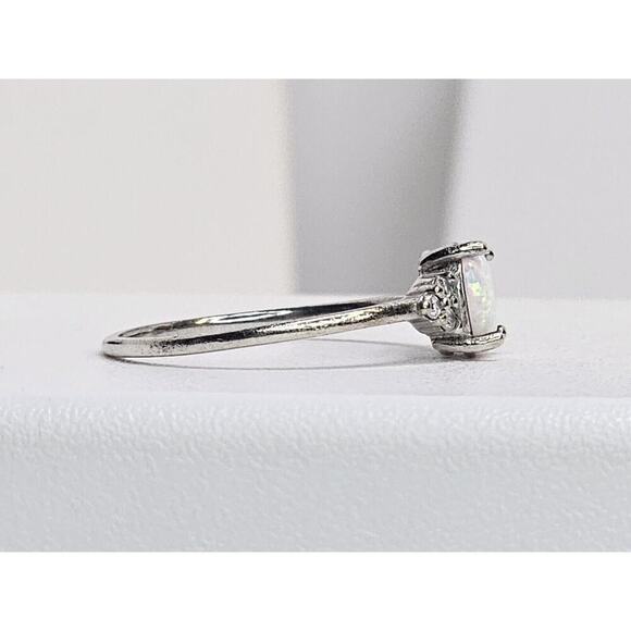 925 Sterling Silver Rings (2) Pink CZ Halo Size 9 - & Faux Opal & CZ Size 9.25 - Picture 11 of 13